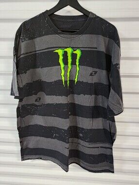 Monster Energy Drink Y2K Black All Over Print  Crewneck Short Sleeve T-shirt XXL